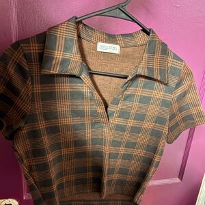 Brown Plaid Women's Crop Top